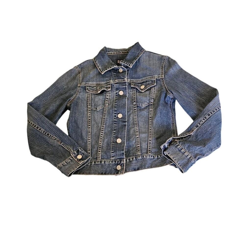 GAP Juniors Small Denim Jacket Blue Stretch Cropped Trucker